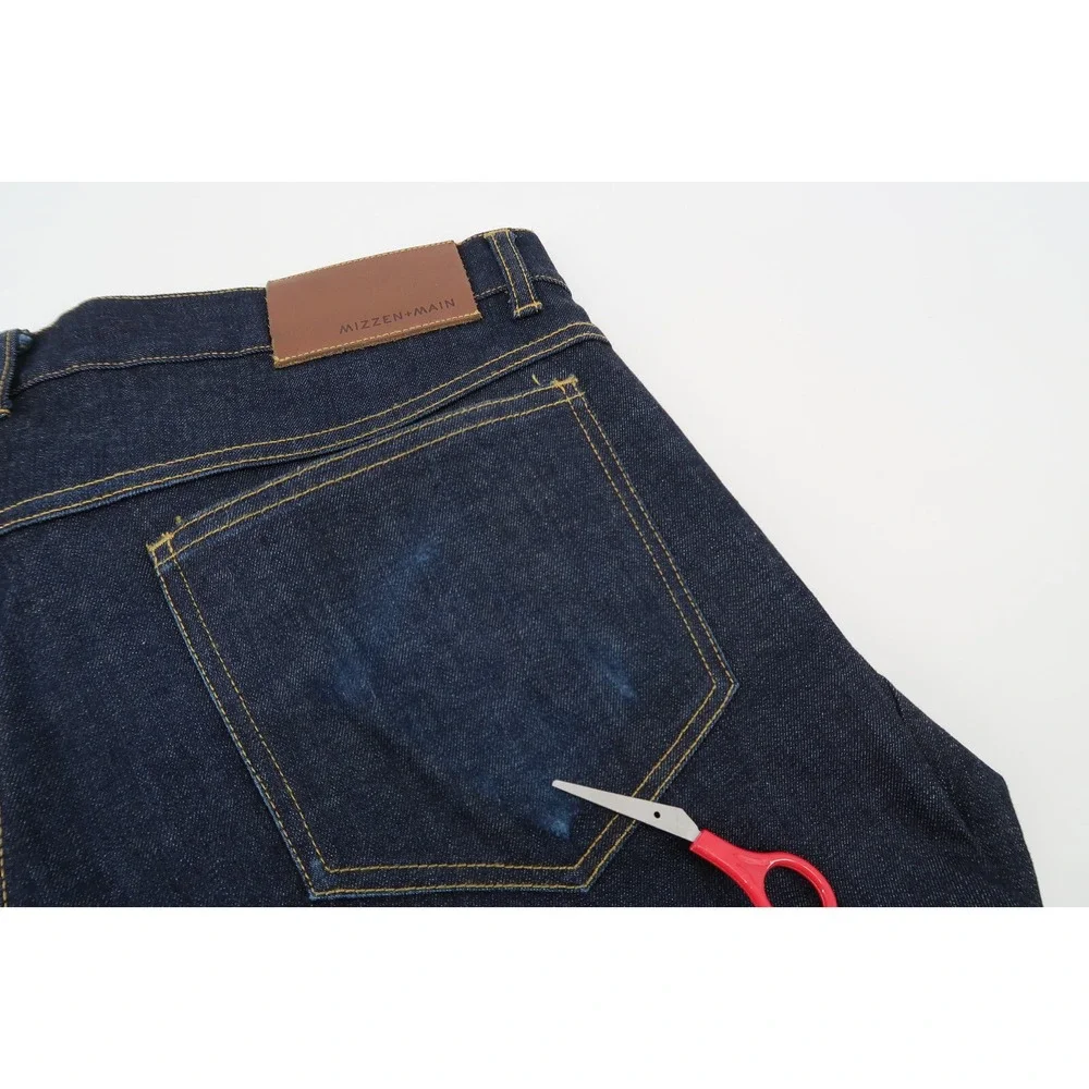 Mizzen Main Jeans Men 34x31‎ Blue Five Pocket Dark Wash Denim Stretch